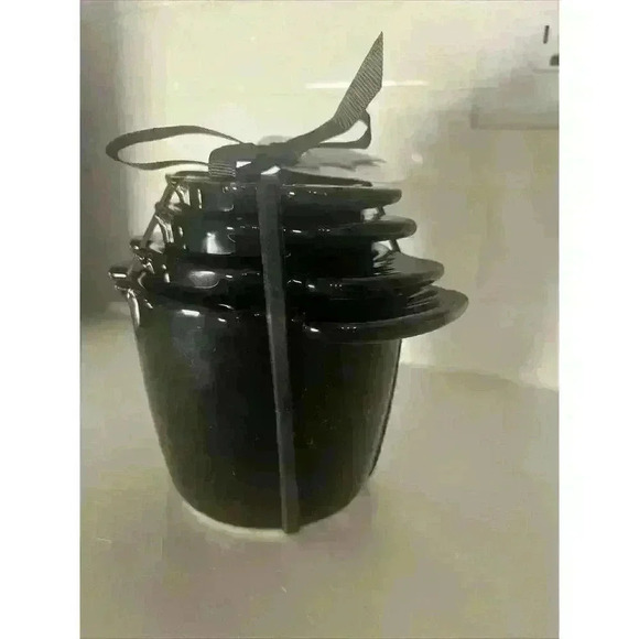 NWT Rae Dunn Halloween Black Bat Measuring Cups Orange Writing Rare - Picture 3 of 9